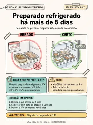Ficha 43: preparado guardado há mais de 5 dias, ou sem data