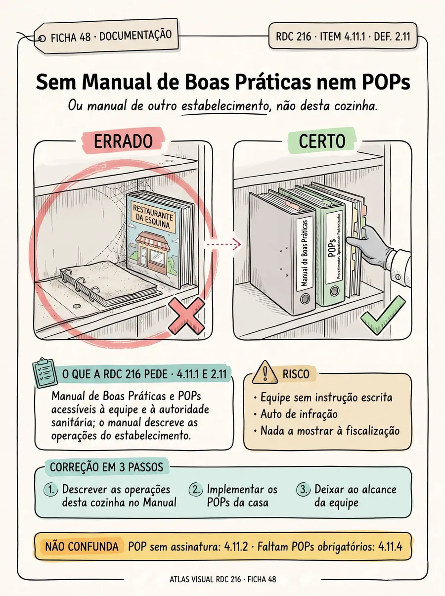 Ficha 48: sem Manual de Boas Práticas e POPs